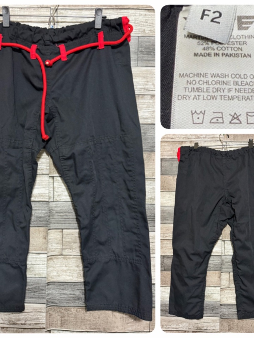 Elite Sports Gi Pants Jiu Jitsu MMA Women’s Size F2 Black Red (Inseam 25.5)